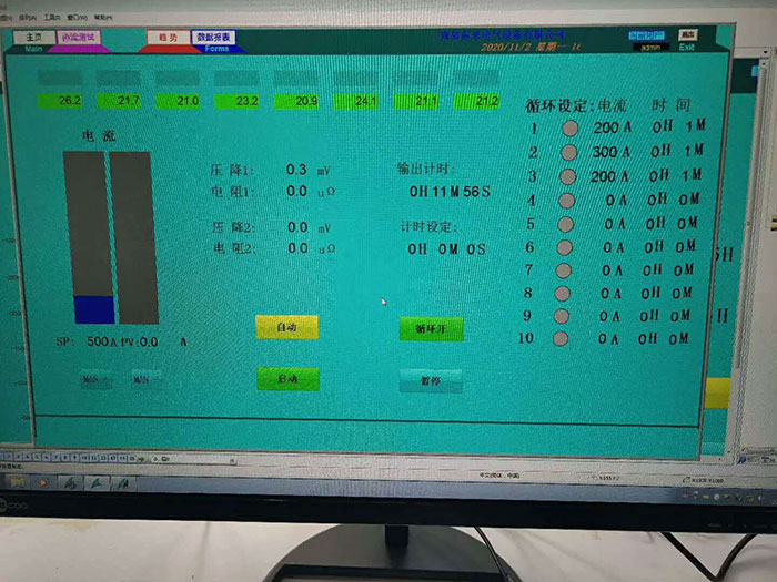 航天航空充電樁耦合插頭大電流溫升及電阻測試裝置安裝現場